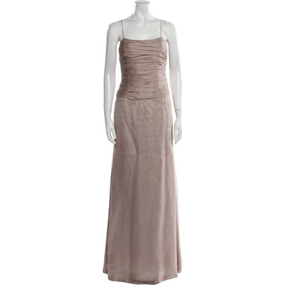 Armani Silk Ruched Bodice Long Dress - S-4 - Brown - Picture 1 of 3